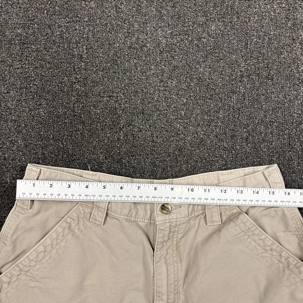 Vintage Carhartt Utility Work Shorts Carpenter B147 Khaki 10" 90s Mexico Size 32 - Picture 2 of 5
